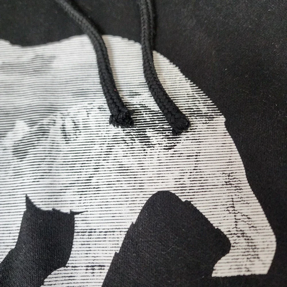 The North Face Pullover Hoodie Men's S Black White Bear Graphic Sweatshirt
